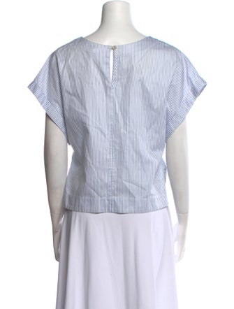 Sandra Weil Striped Bateau Neckline Crop Top