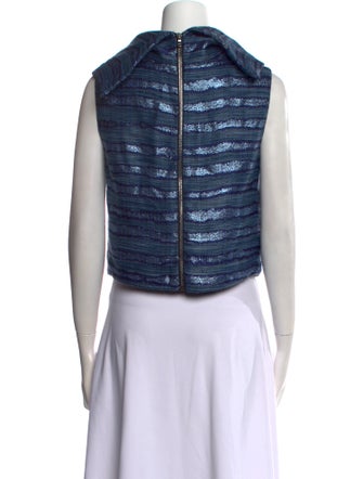 Sandra Weil Striped Cowl Neck Crop Top