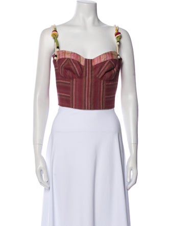 Sandra Weil Linen Square Neckline Crop Top