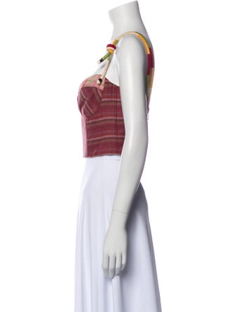 Sandra Weil Linen Square Neckline Crop Top