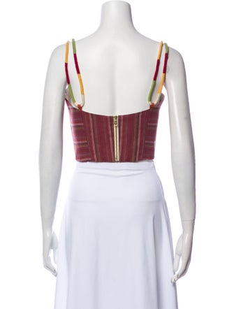 Sandra Weil Linen Square Neckline Crop Top