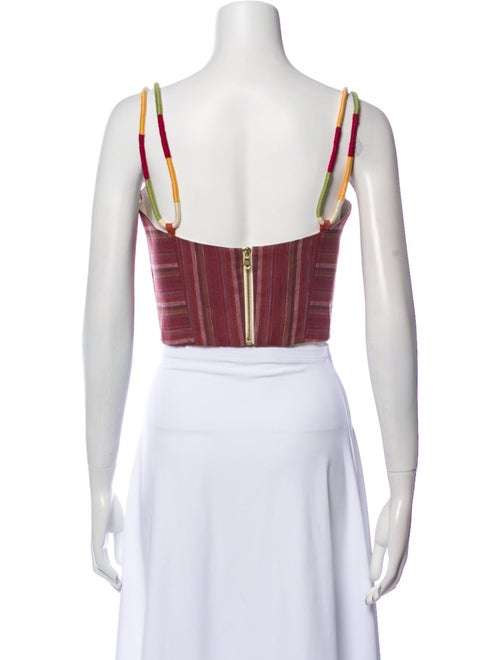 Sandra Weil Linen Square Neckline Crop Top