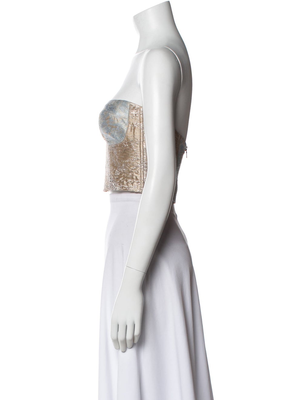 Sandra Weil Patterned Strapless Crop Top - image 2