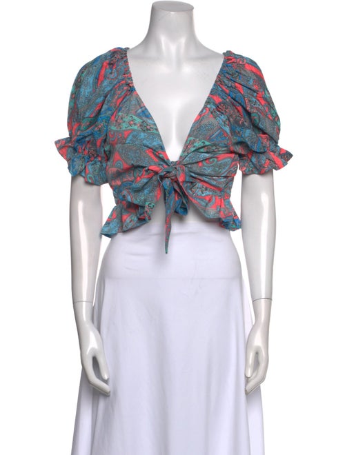 Stoned Immaculate Floral Print V-Neck Crop Top