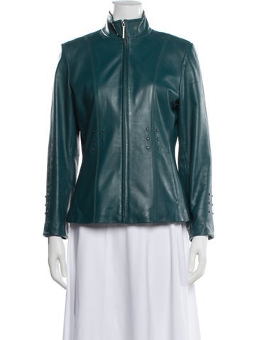 Pre-owned Siena Studio Leather Biker Jacket In Blue