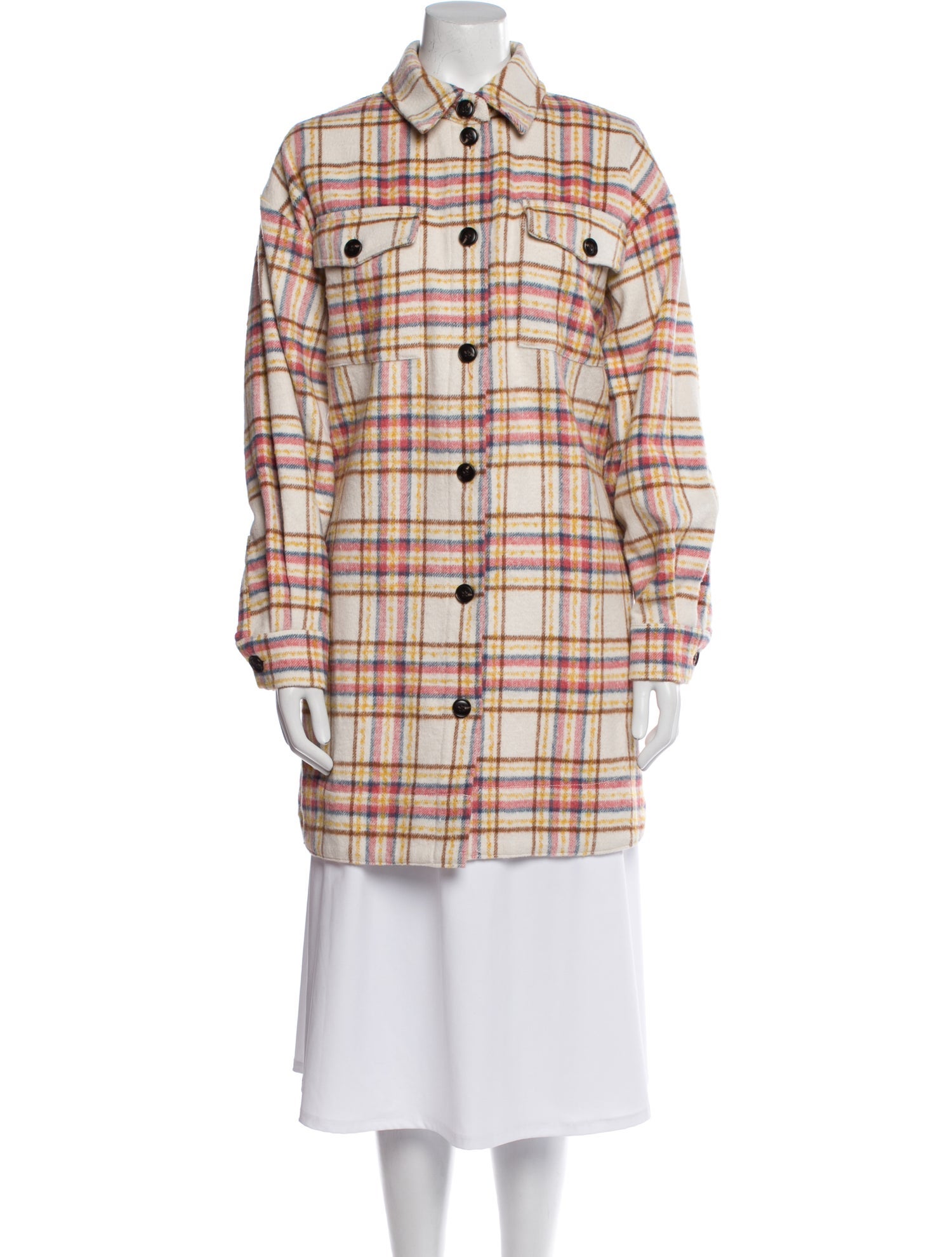 Stella Nova Nylon Plaid Print Trench Coat w/ Tags