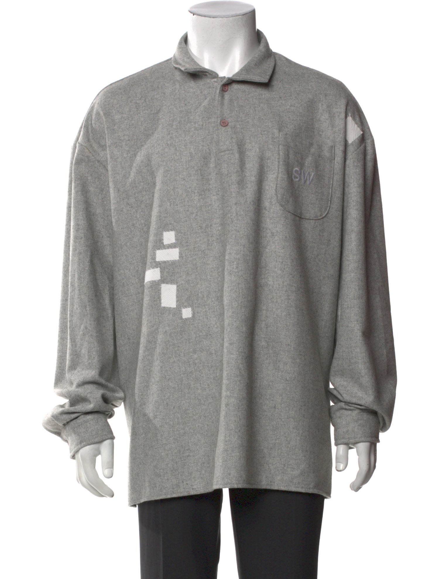 Saintwoods Collar Long Sleeve Polo Shirt