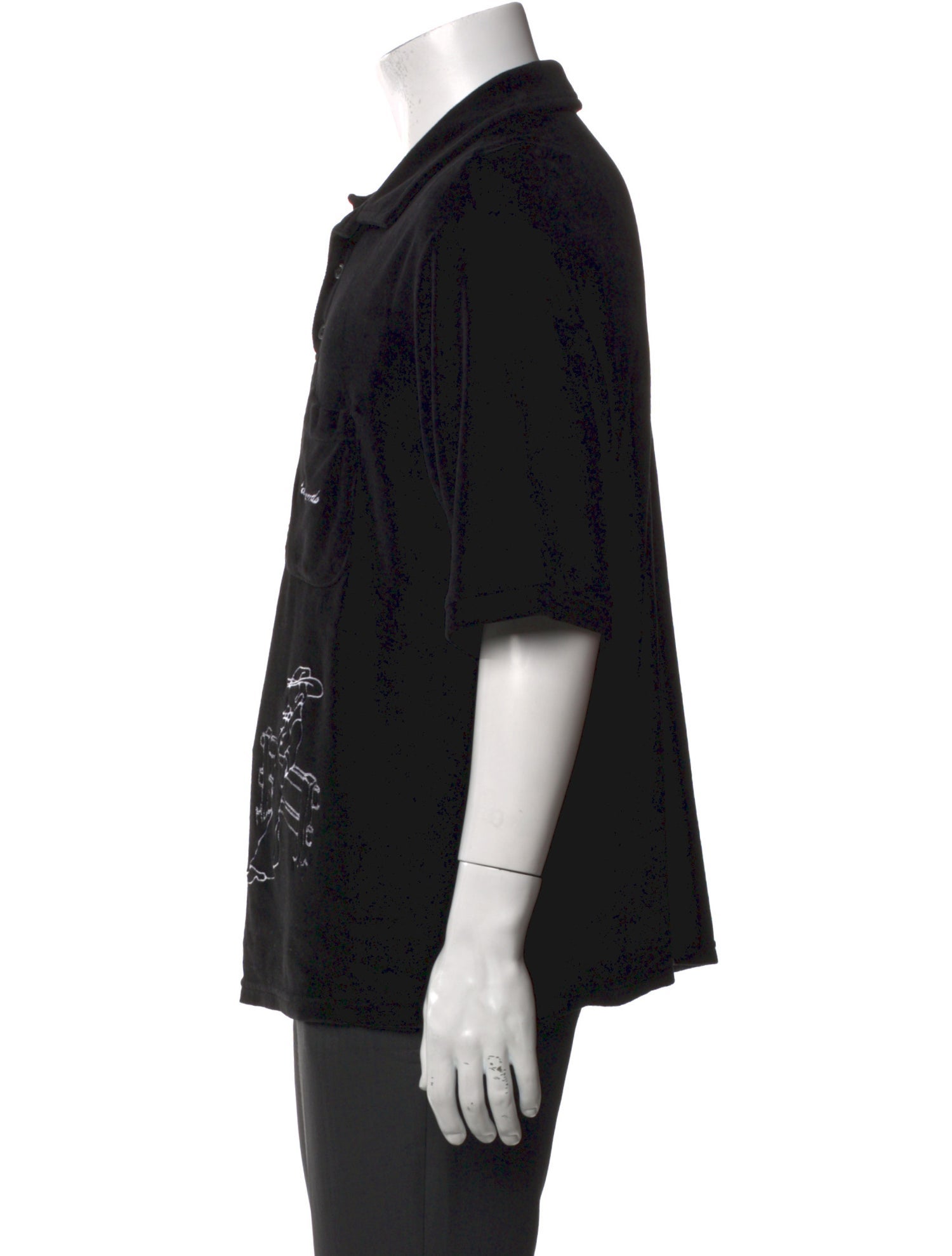 Saintwoods Graphic Print Short Sleeve Denim Shirt