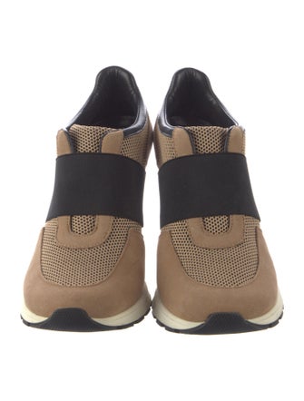 Sneex Suede Colorblock Pattern Wedge Sneakers