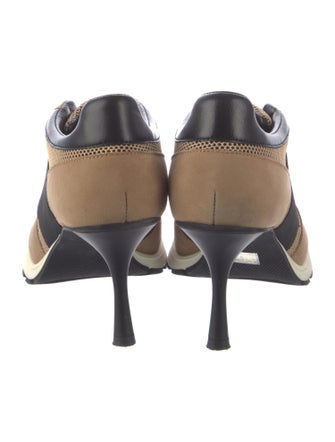 Sneex Suede Colorblock Pattern Wedge Sneakers