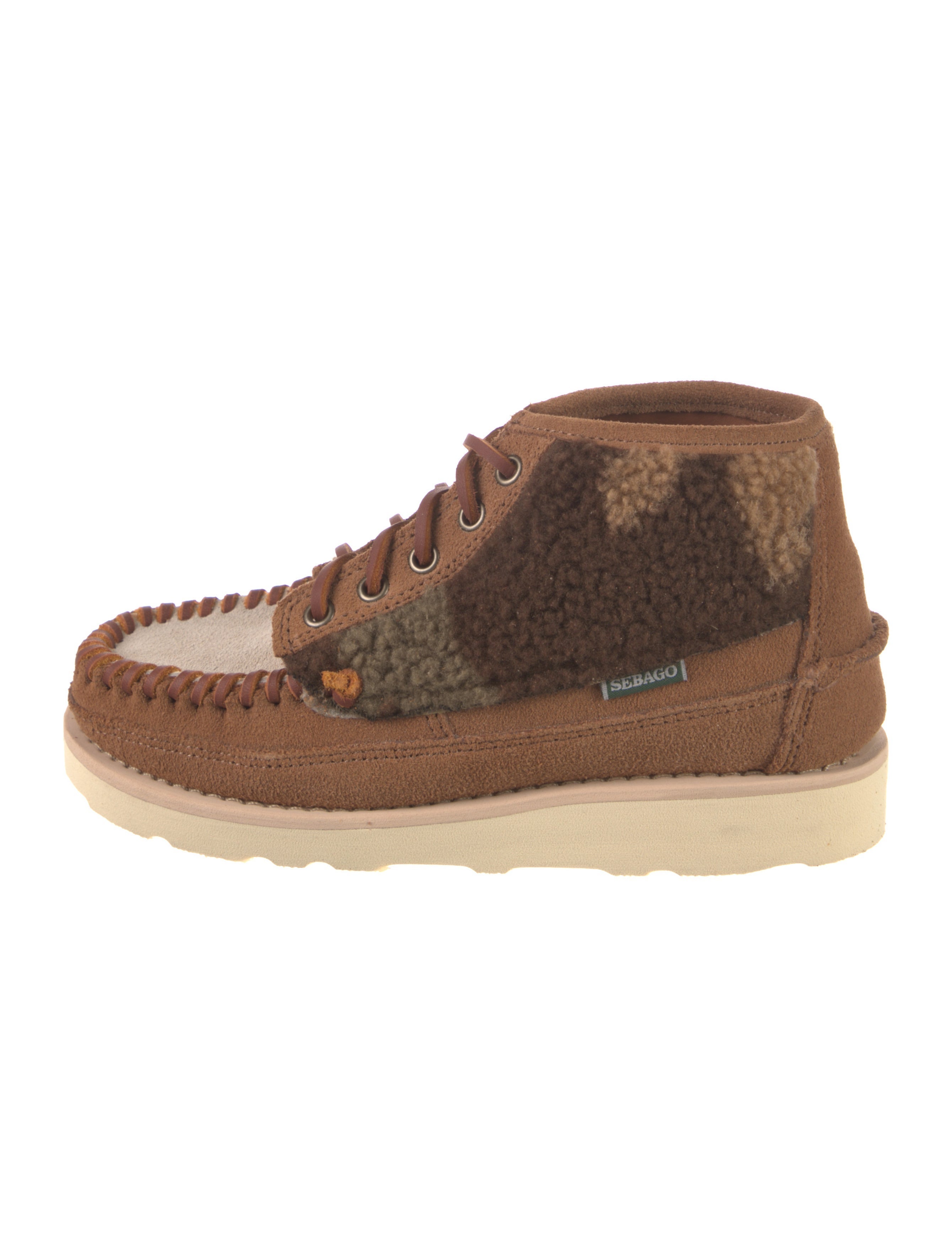 Sebago Nubuck Colorblock Pattern Lace-Up Boots