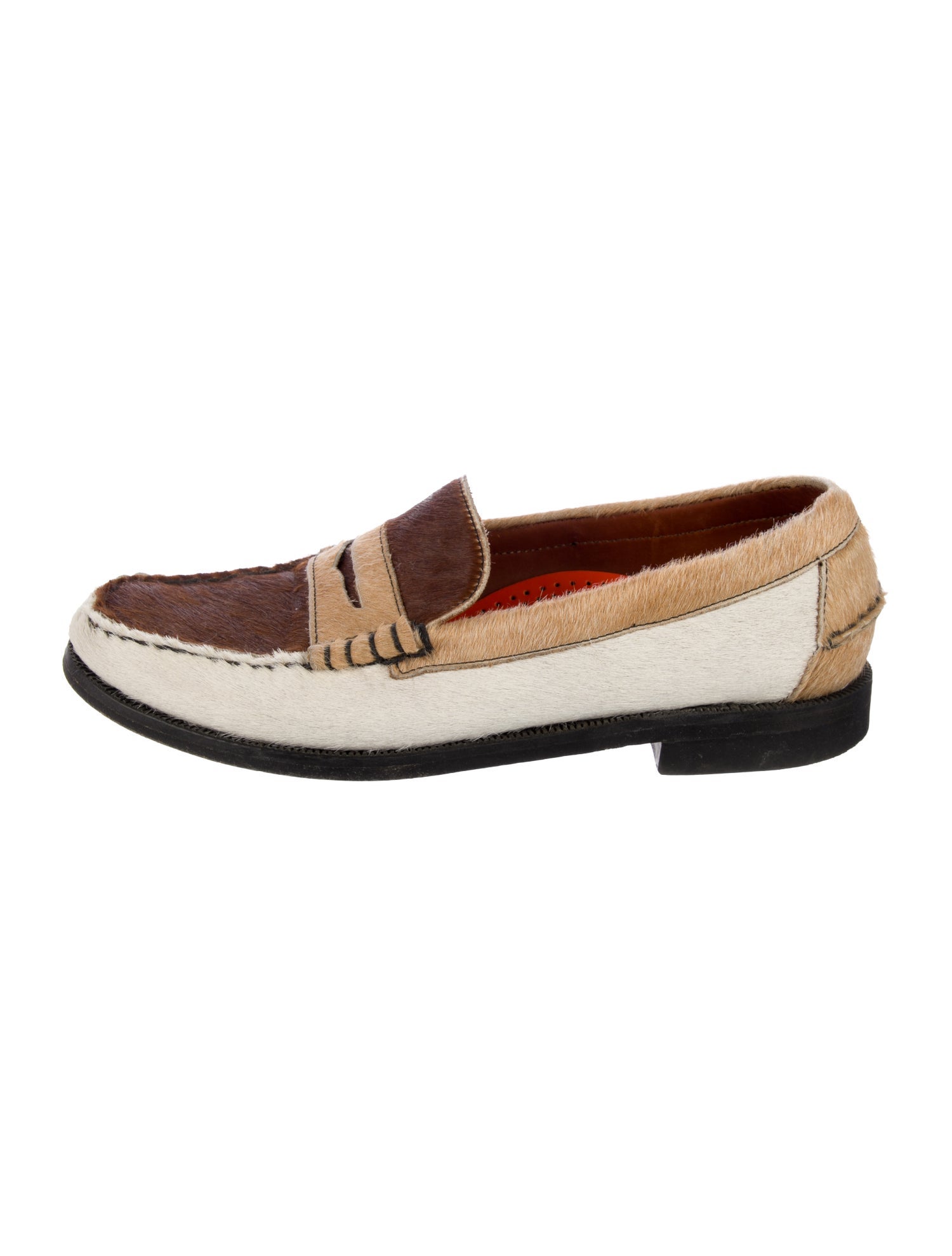 Sebago Ponyhair Colorblock Pattern Dress Loafers