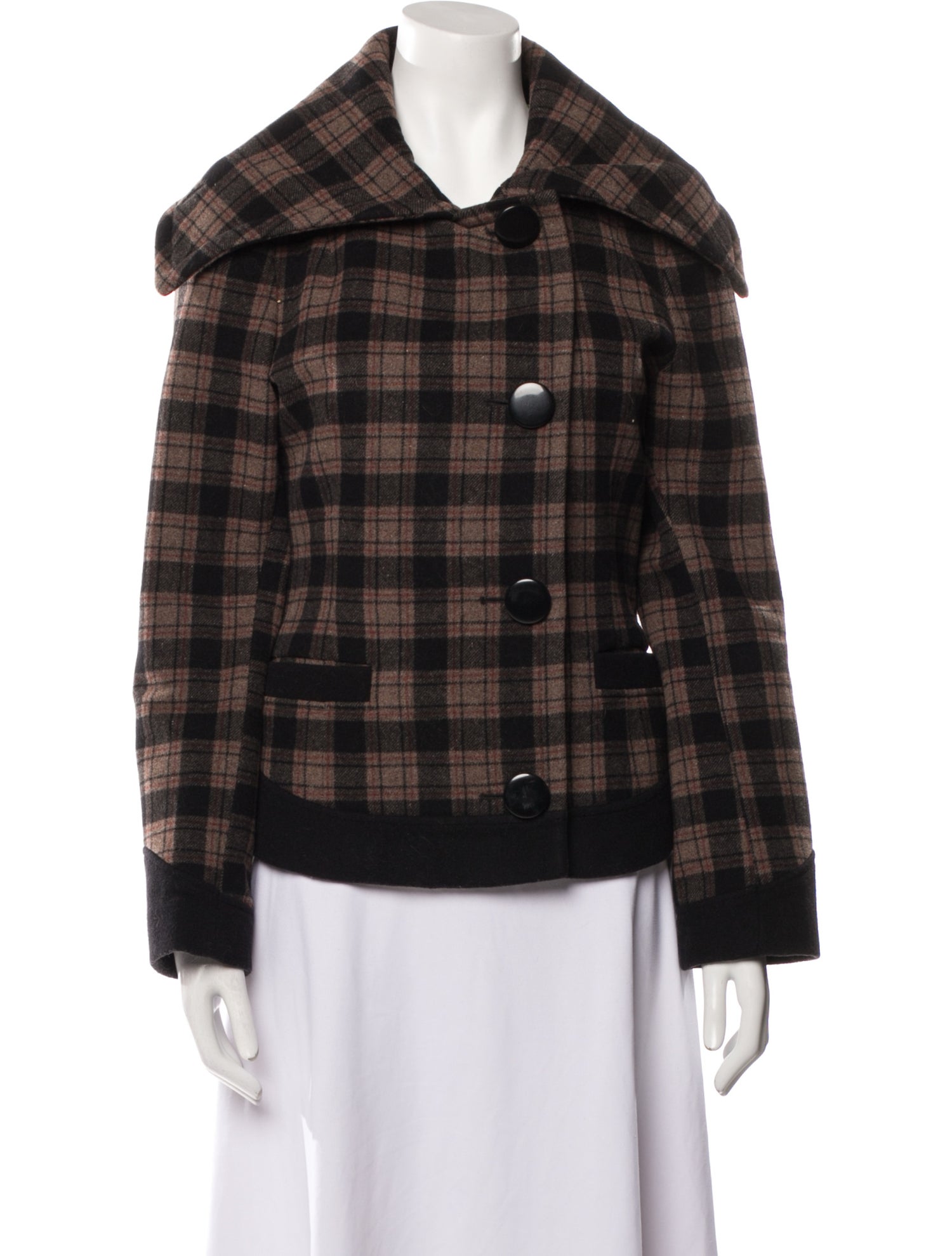 Soia & Kyo Plaid Print Wool Coat