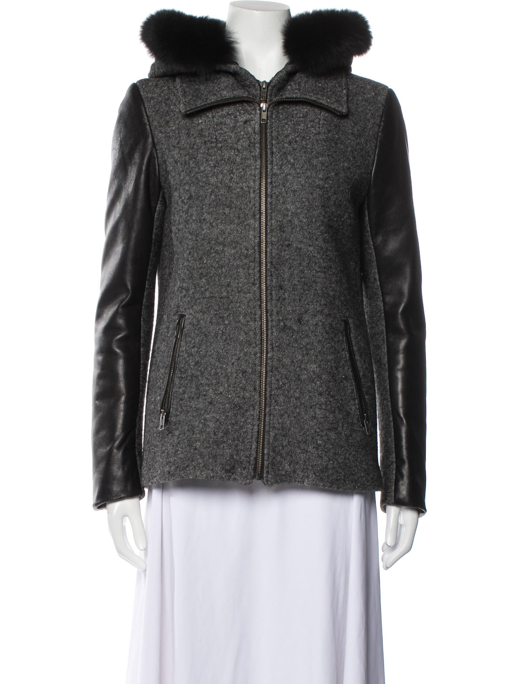 Soia & Kyo Tweed Pattern Fur Jacket