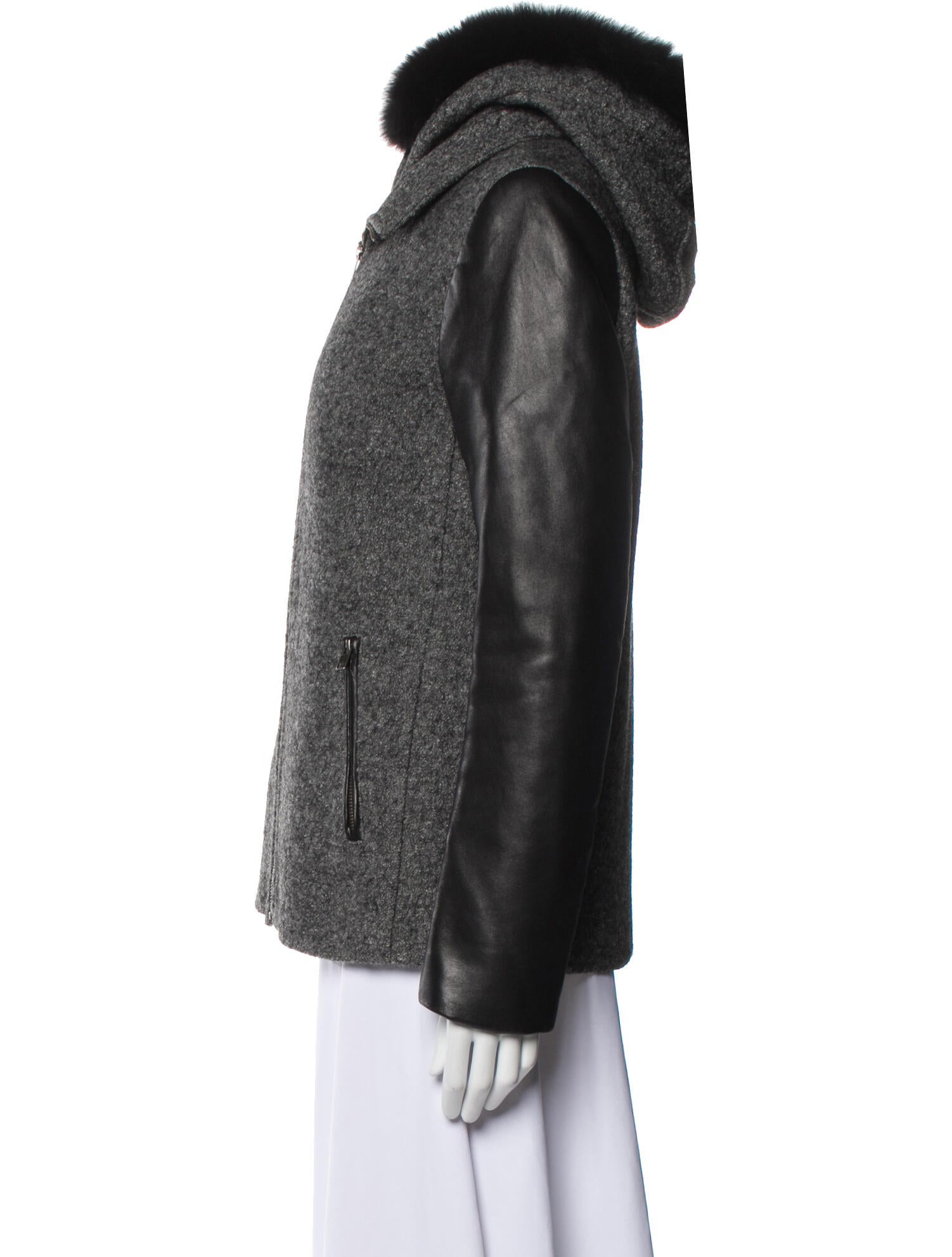 Soia & Kyo Tweed Pattern Fur Jacket