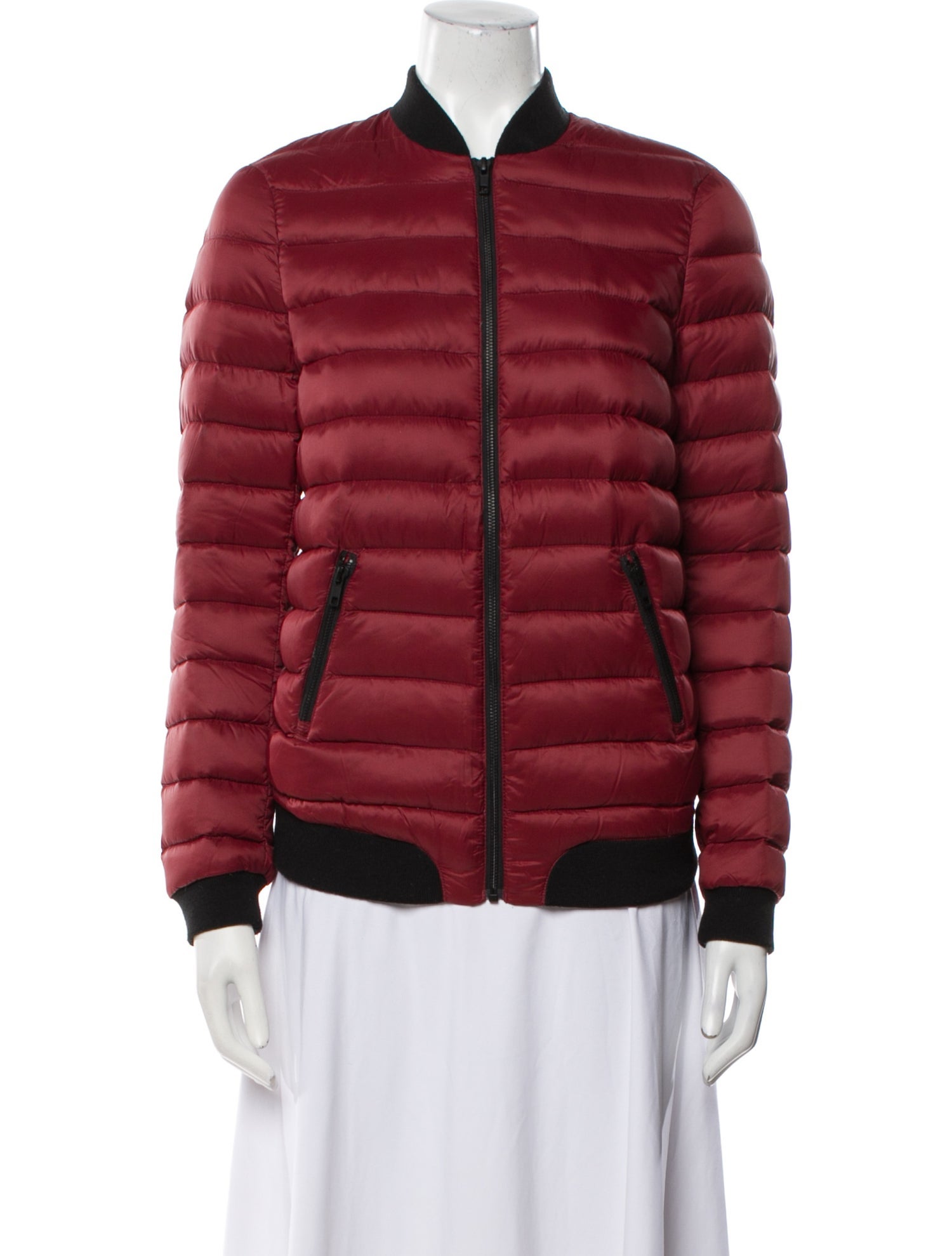Soia & Kyo Nylon Colorblock Pattern Down Jacket