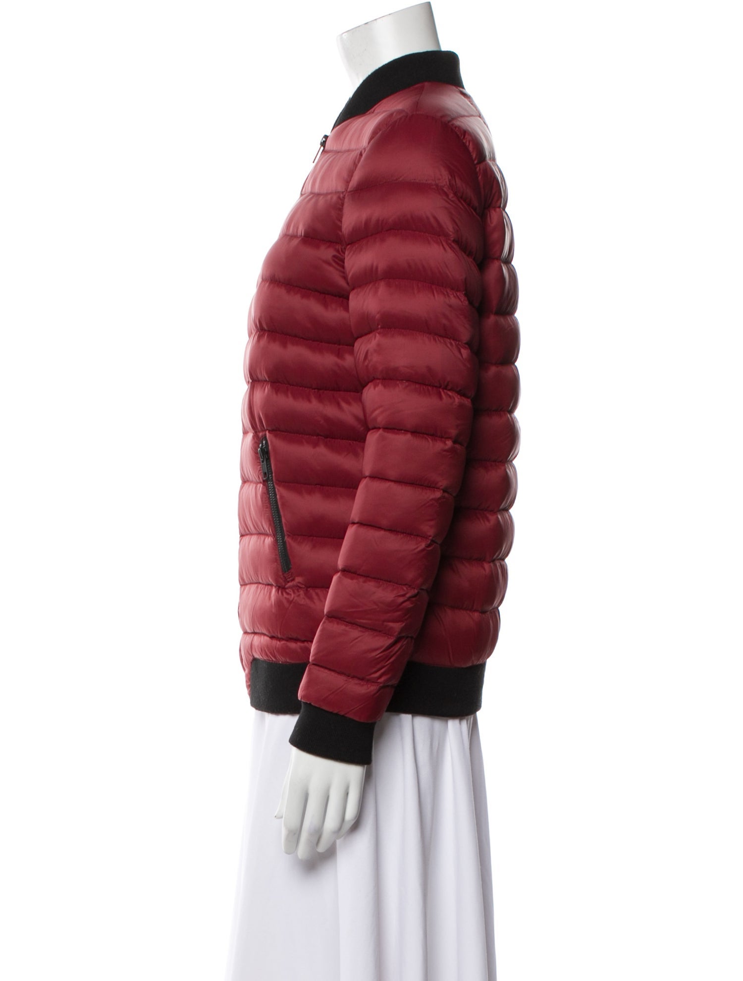 Soia & Kyo Nylon Colorblock Pattern Down Jacket