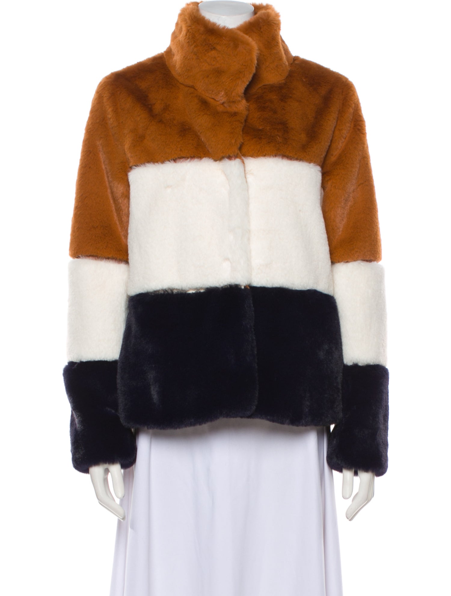 Soia & Kyo Striped Faux Fur Jacket w/ Tags