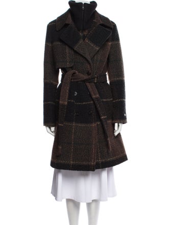 Soia & Kyo Wool Plaid Print Trench Coat