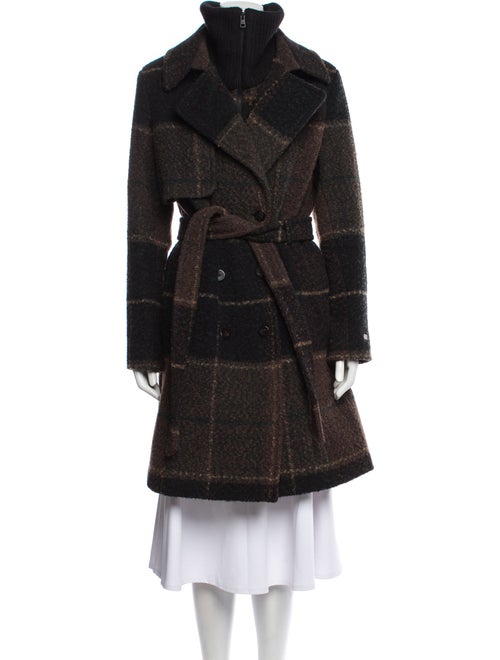 Soia & Kyo Wool Plaid Print Trench Coat