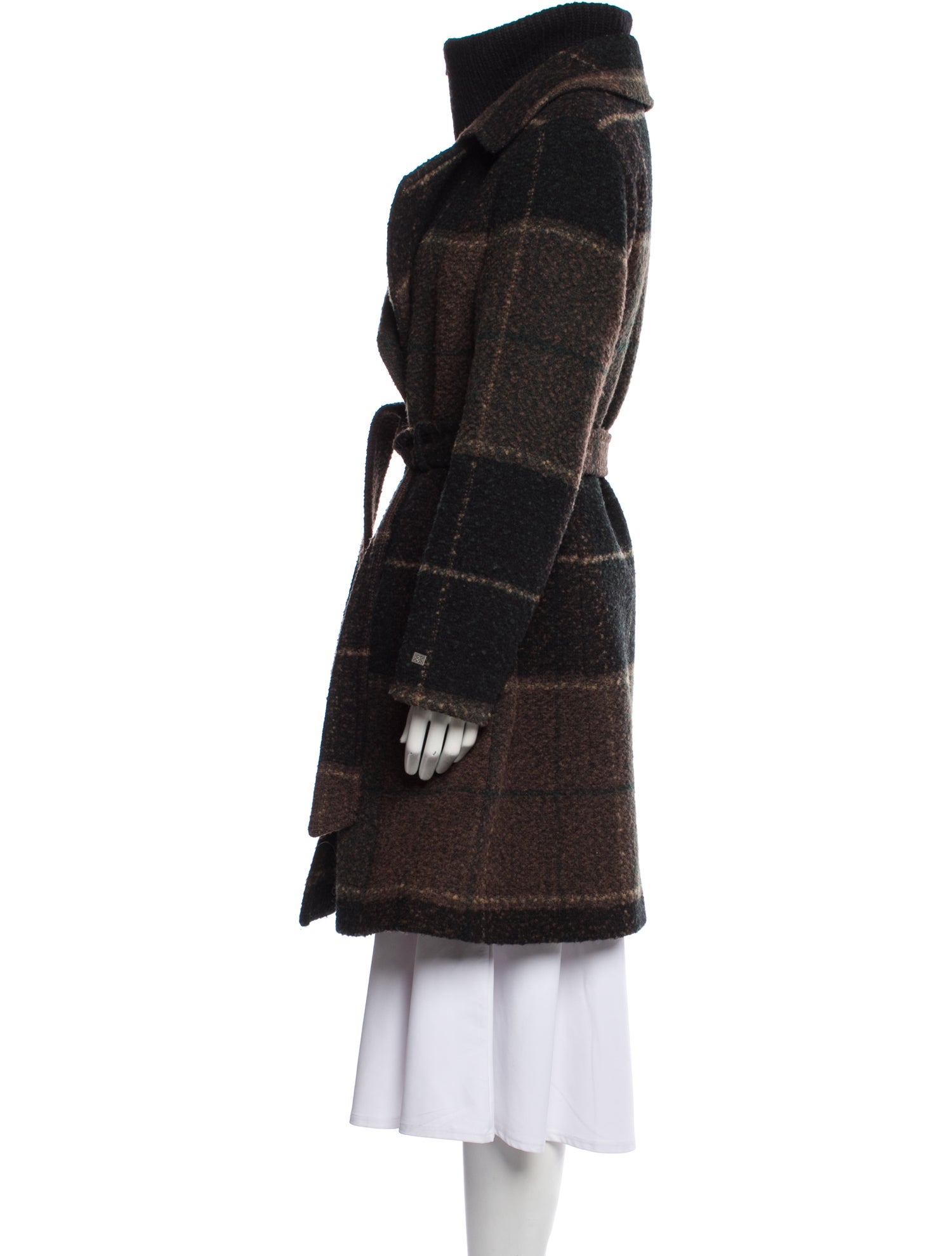 Soia & Kyo Wool Plaid Print Trench Coat