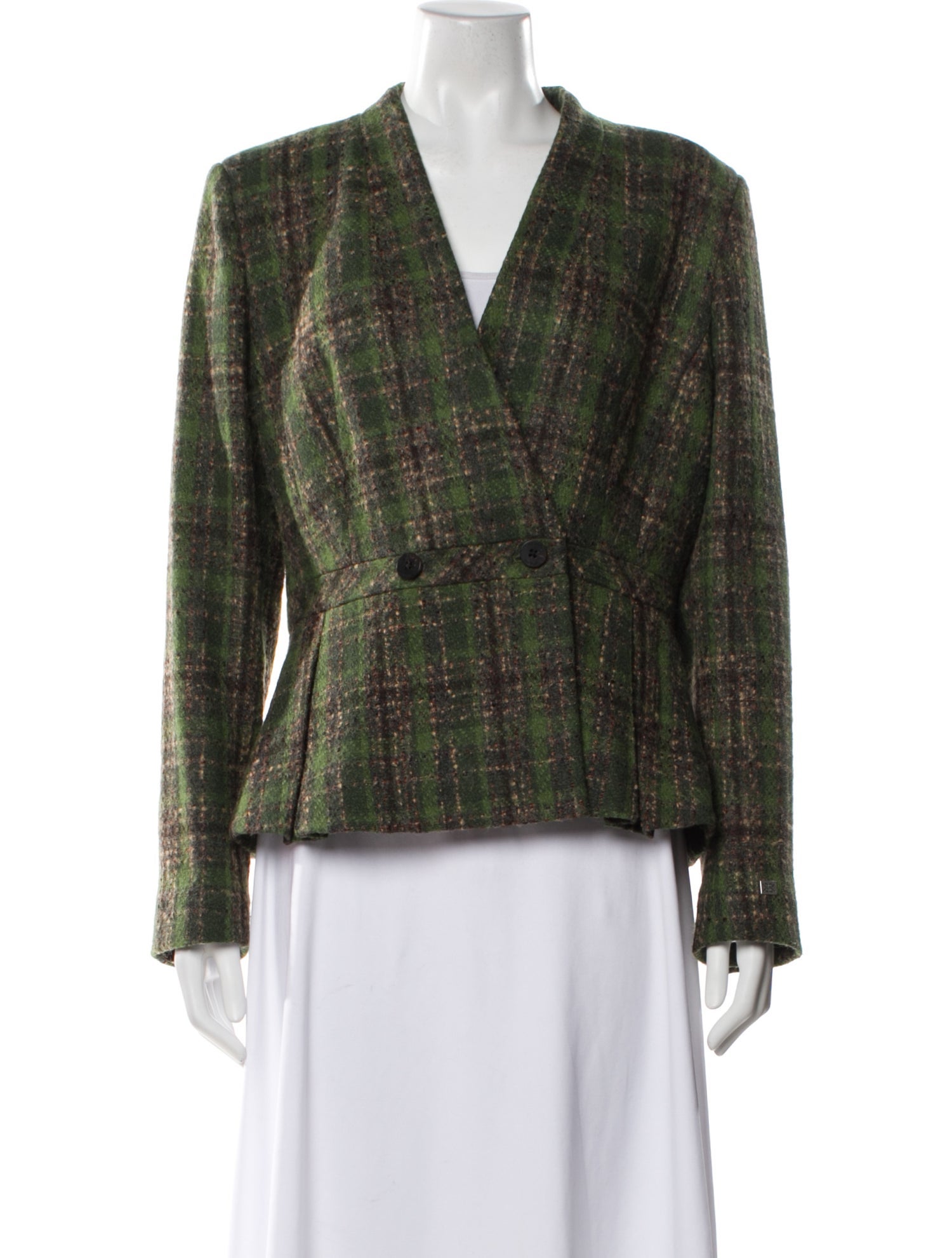 Soia & Kyo Wool Plaid Print Blazer