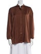 Solaqua Silk Mock Neck Button-Up Top