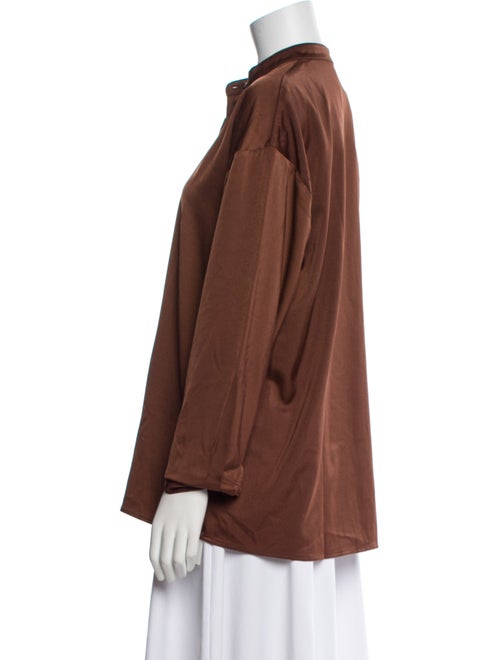 Solaqua Silk Mock Neck Button-Up Top