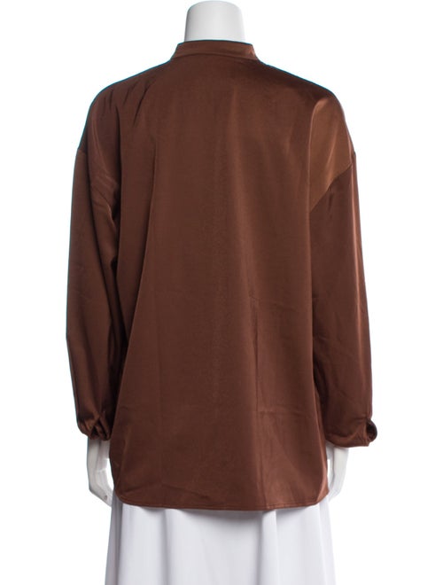 Solaqua Silk Mock Neck Button-Up Top