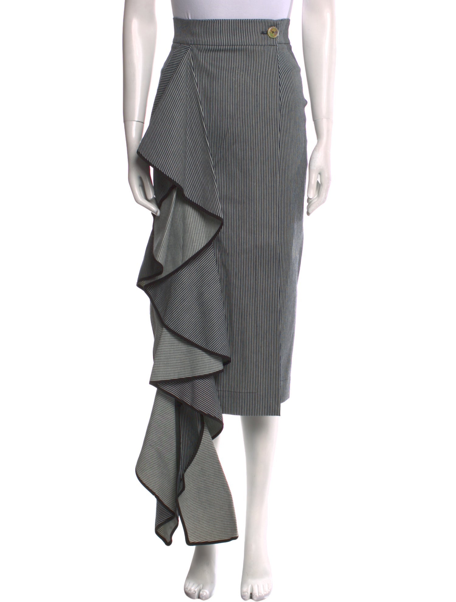 Solace London Striped Midi Length Skirt