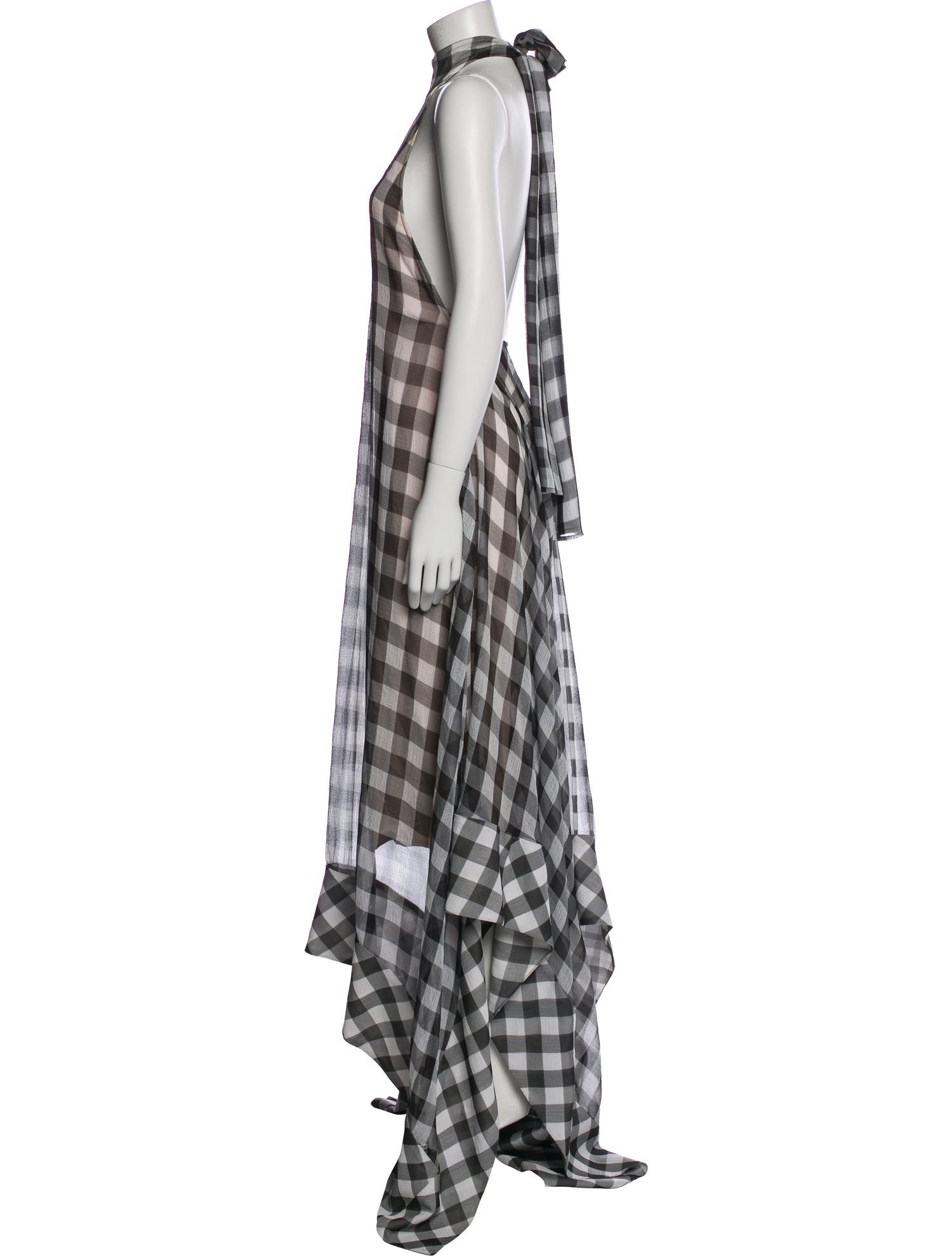 Solace London Plaid Print Long Dress