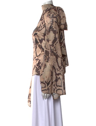 Solace London Animal Print Mock Neck Blouse