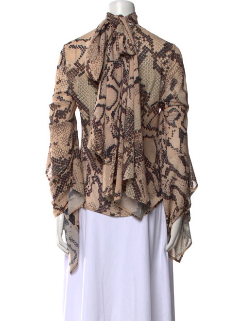 Solace London Animal Print Mock Neck Blouse