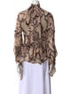 Solace London Animal Print Mock Neck Blouse