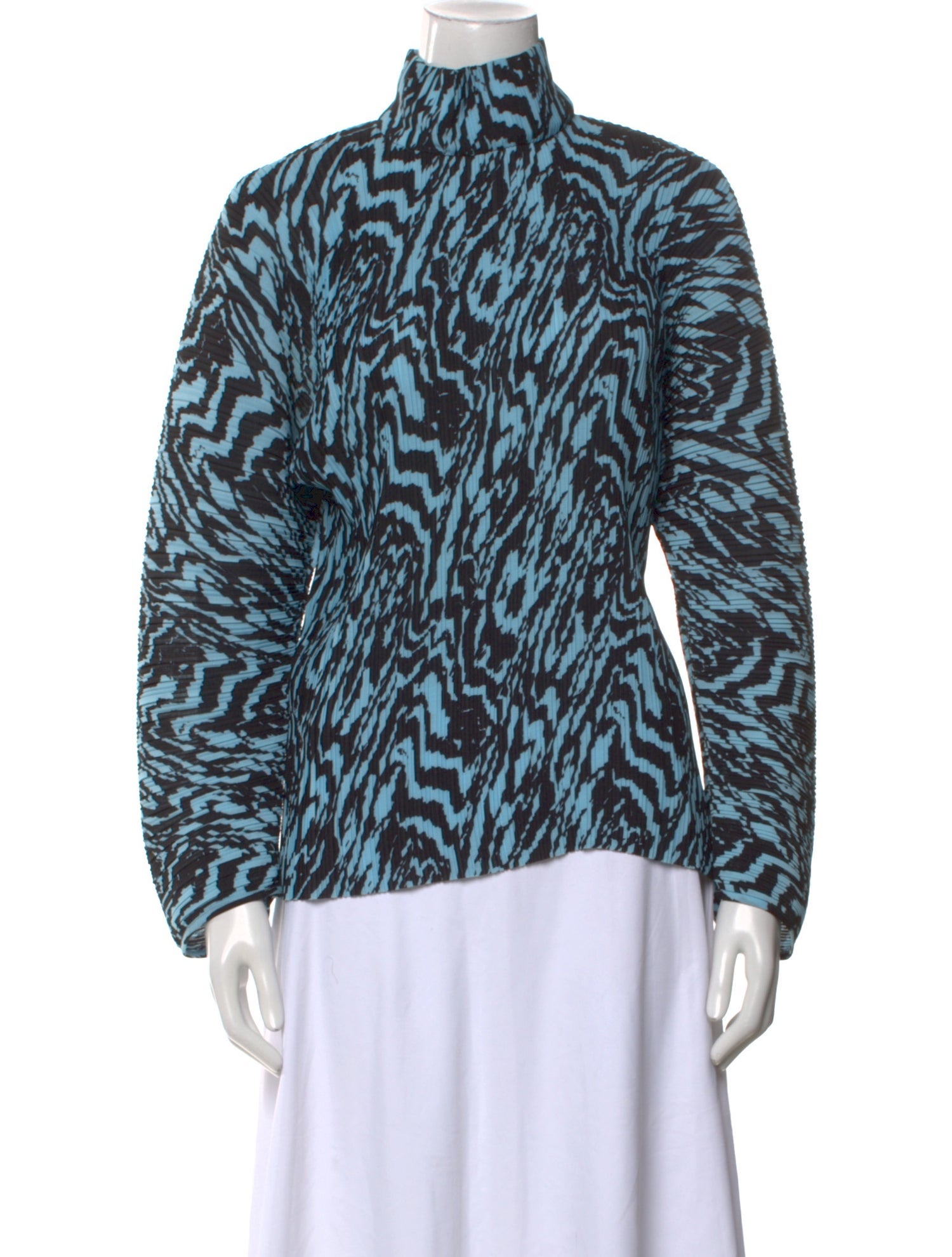 Solace London Animal Print Mock Neck Blouse