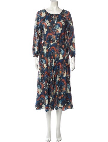 Soler Dresses Floral Print Midi Length Dress XS