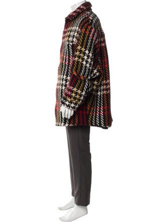 Song For The Mute Wool Plaid Print Poncho