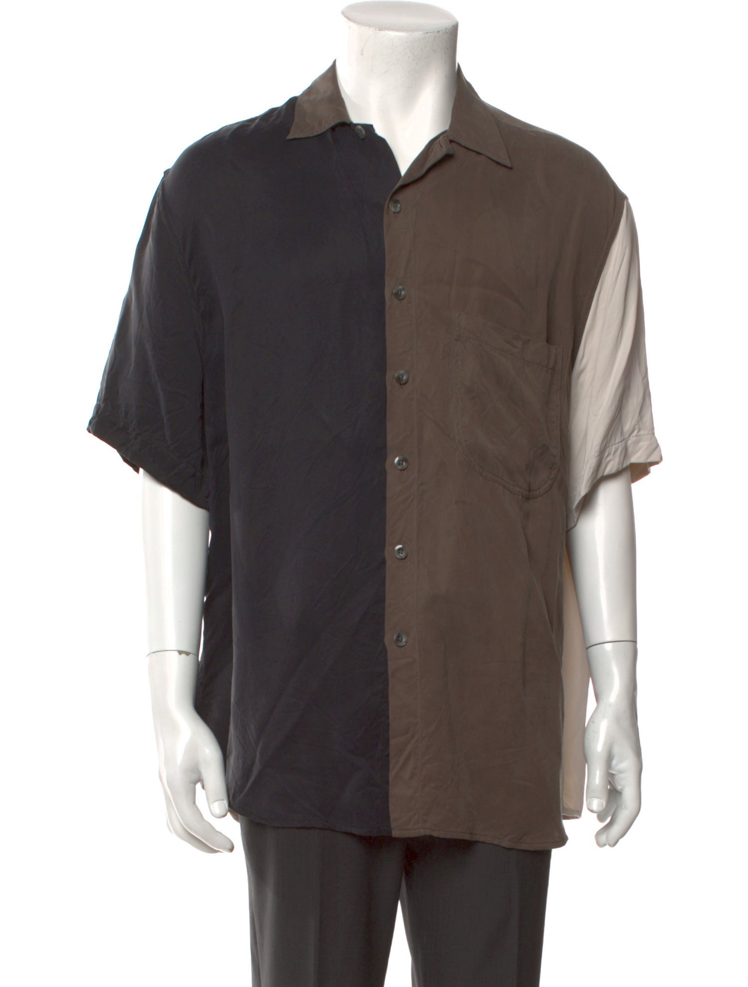 Song For The Mute Colorblock Pattern Short Sleeve Shirt