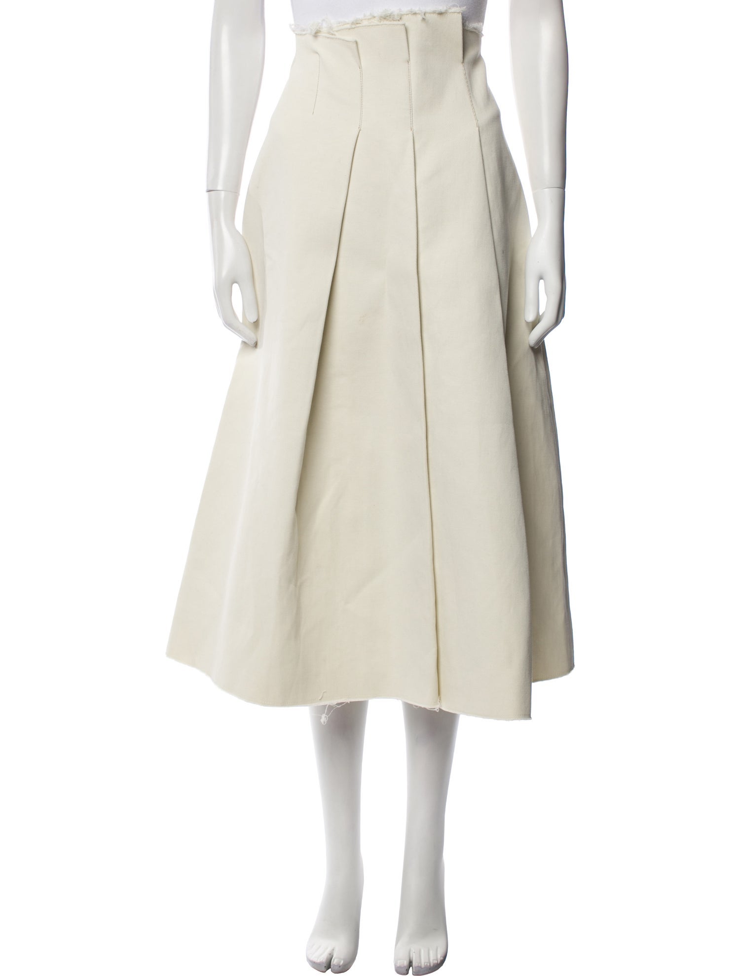 Song For The Mute Raw-Edge Trim Midi Length Skirt