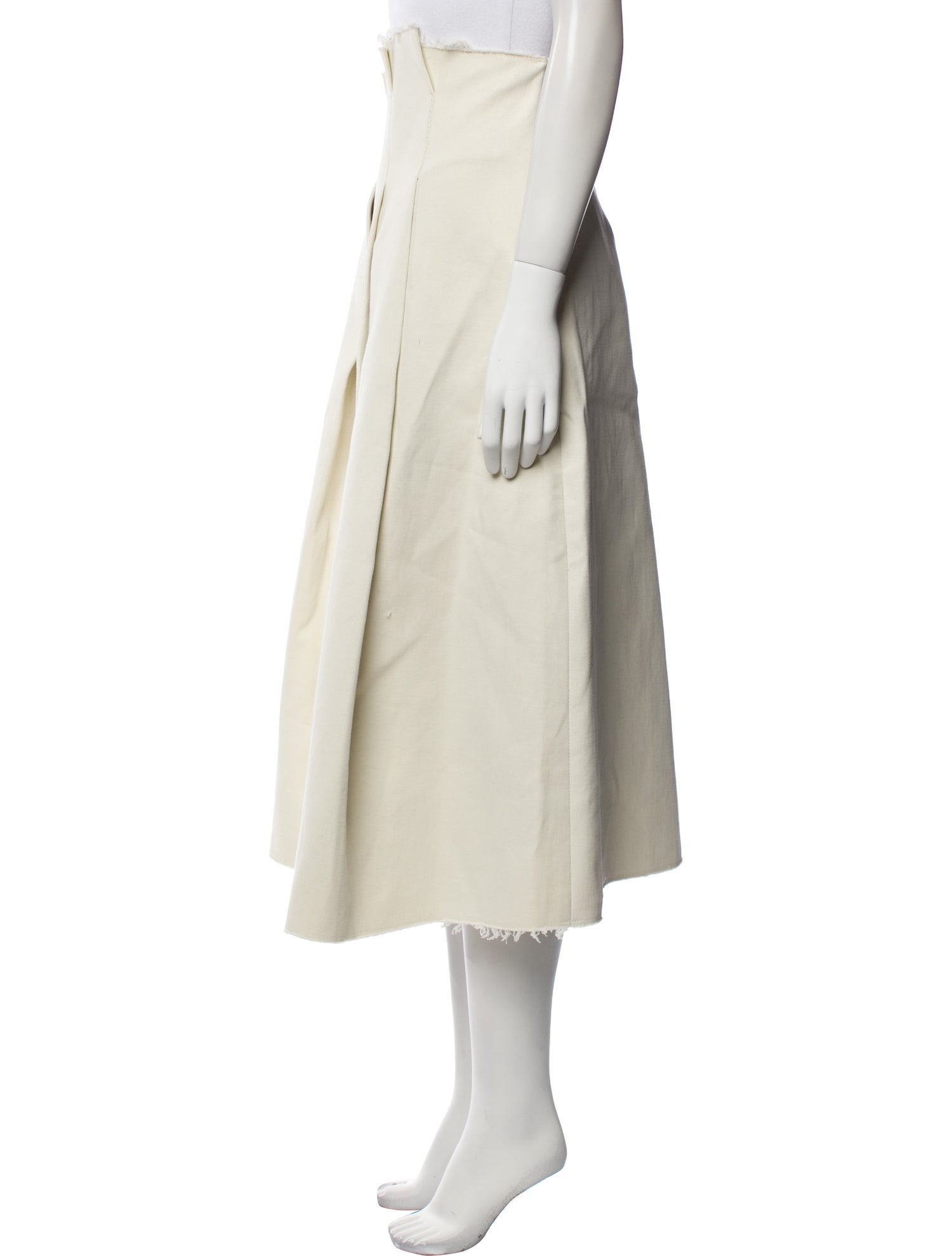 Song For The Mute Raw-Edge Trim Midi Length Skirt