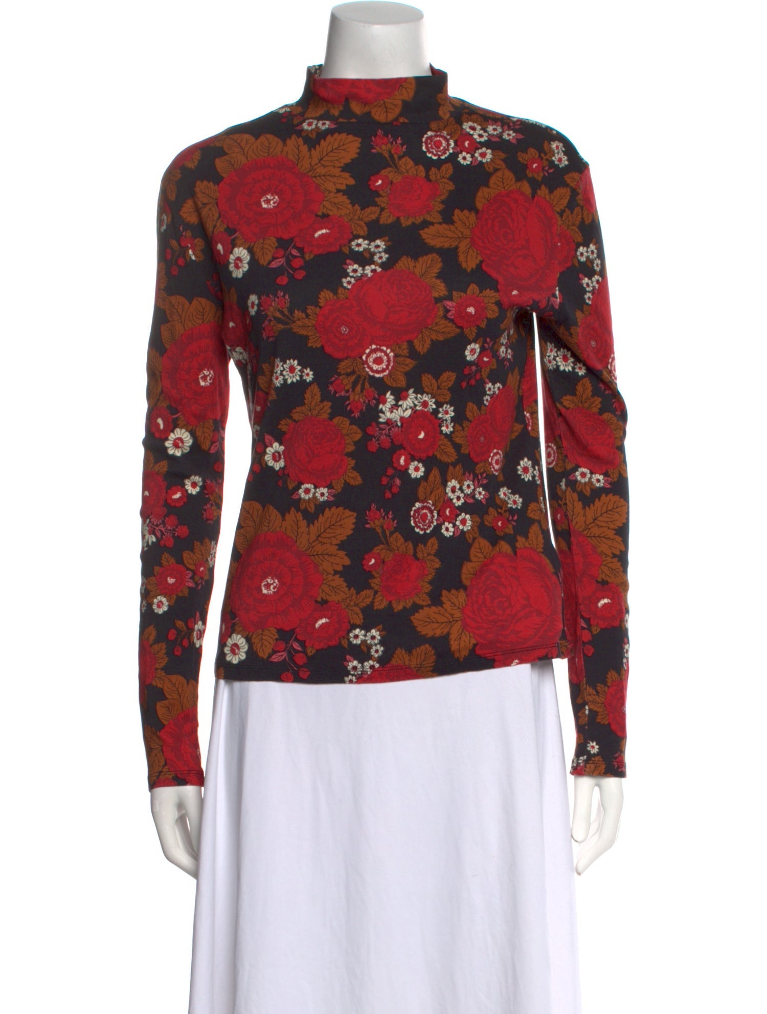 Souleiado Floral Print Mock Neck Blouse