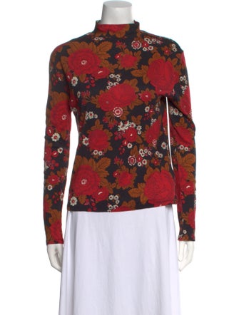 Souleiado Floral Print Mock Neck Blouse