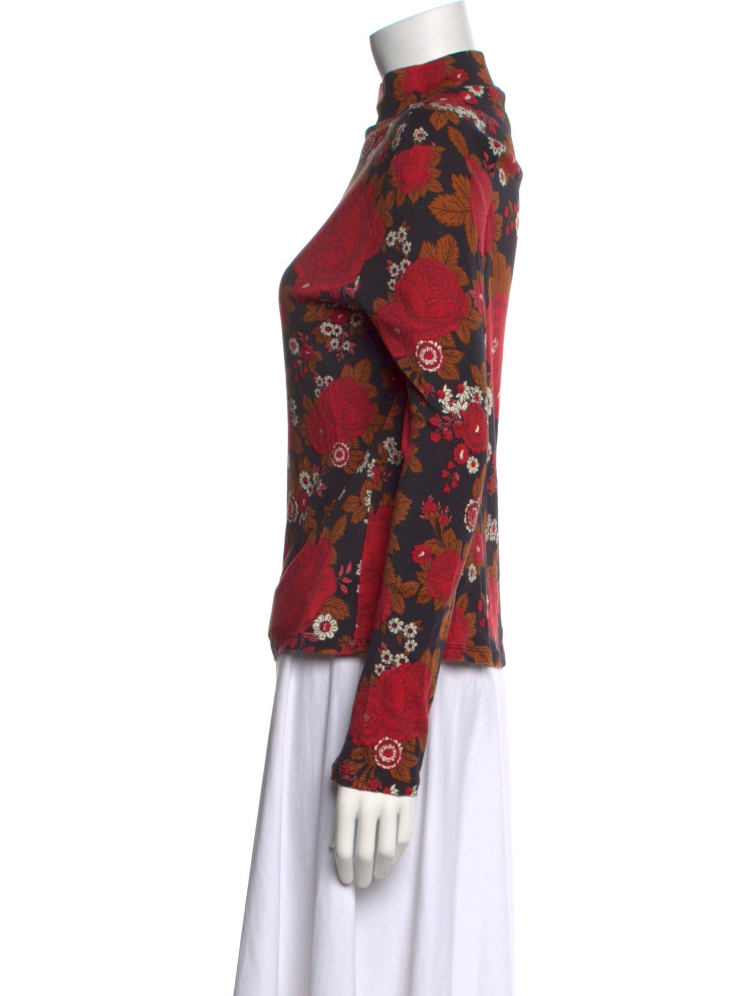 Souleiado Floral Print Mock Neck Blouse