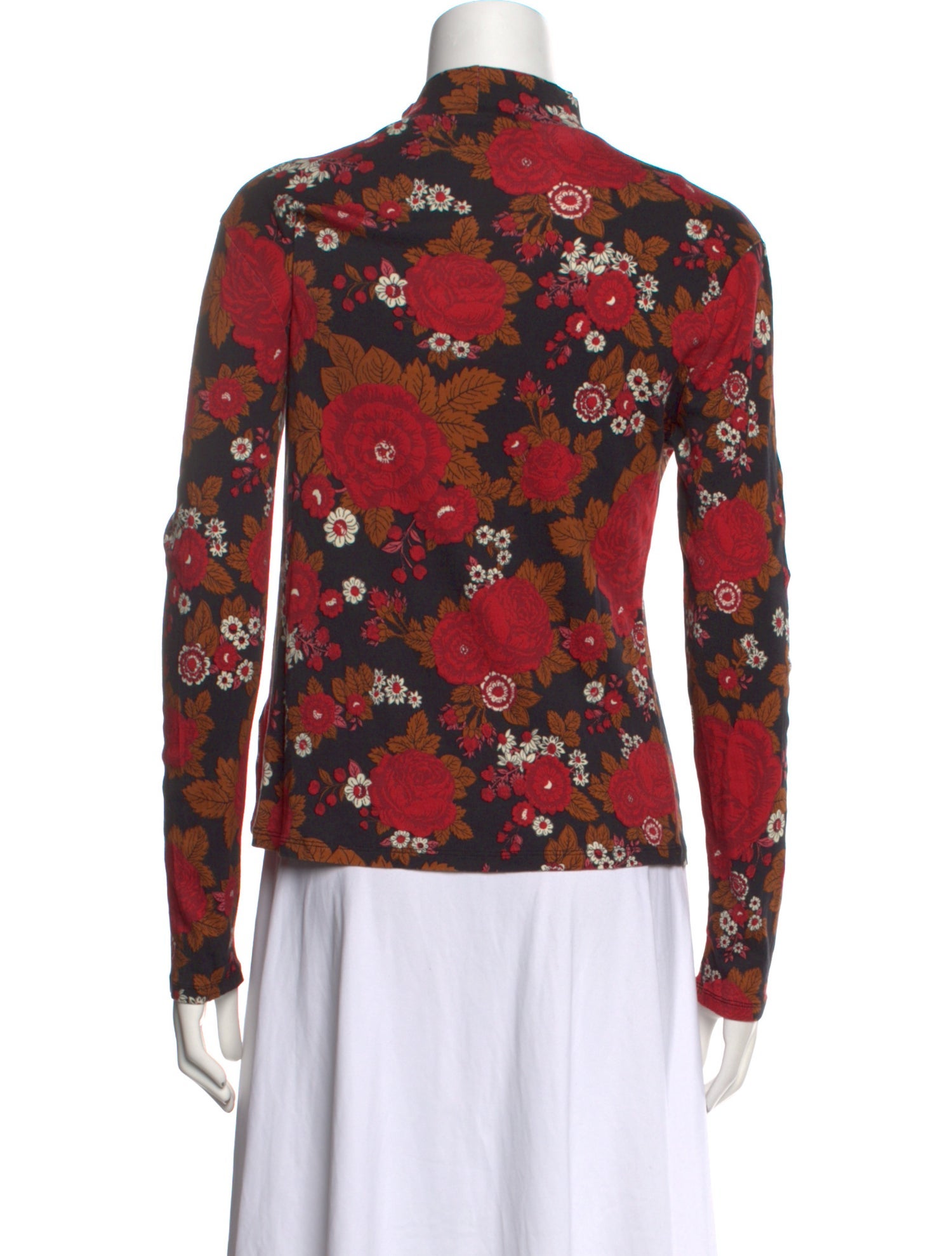 Souleiado Floral Print Mock Neck Blouse
