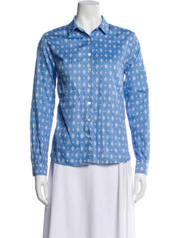 Pre-owned Souleiado Printed Long Sleeve Blouse In Blue