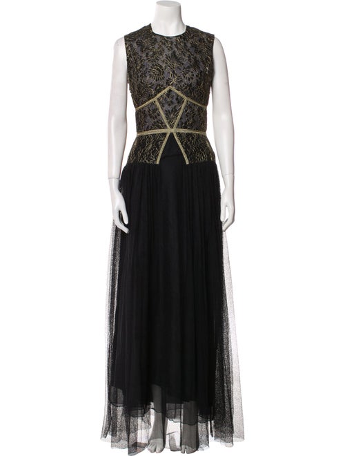 Sophia Kah Crew Neck Long Dress