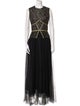 Sophia Kah Crew Neck Long Dress