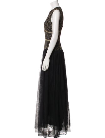 Sophia Kah Crew Neck Long Dress