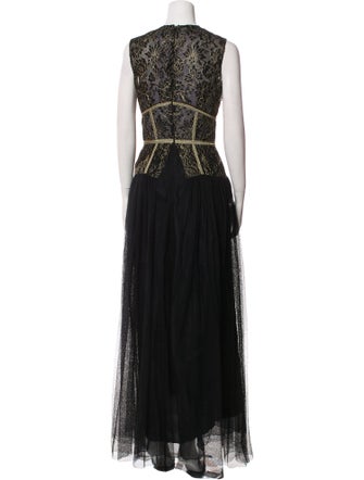 Sophia Kah Crew Neck Long Dress