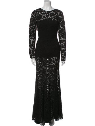 Sophia Kah Lace Pattern Long Dress
